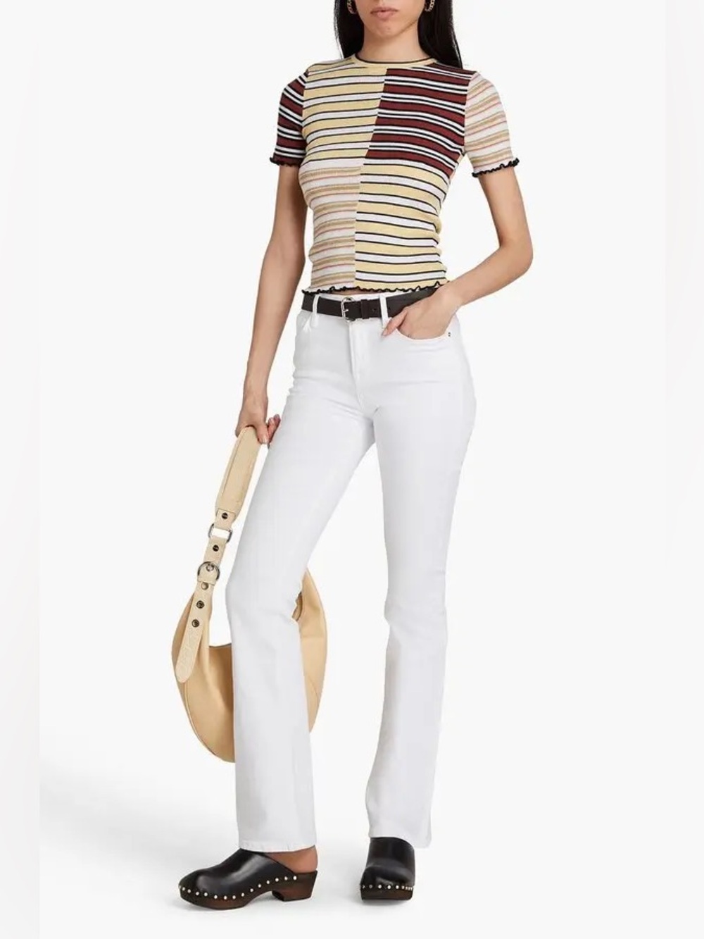 NWT Frame CREAM Mini Boot Cut Jean Mid Rise 70s neutral minimal quiet luxury 32